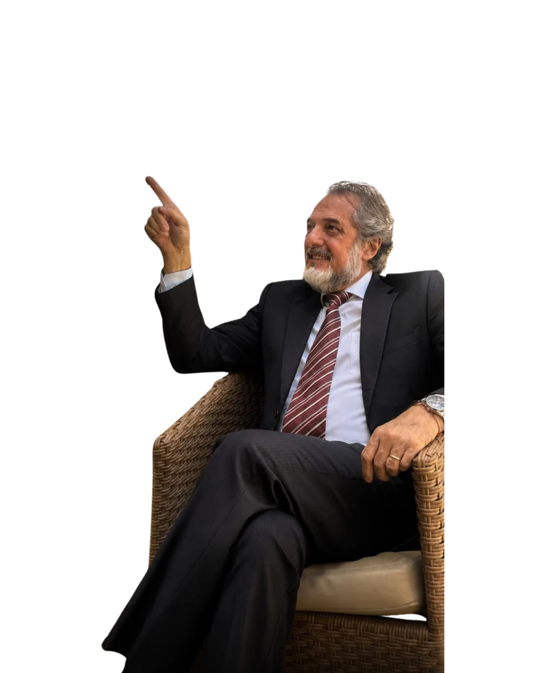 Guillermo Colombo de terno em uma conversa profissional